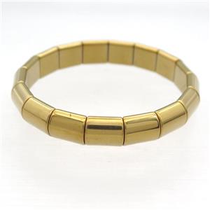 Hematite Bracelet Stretchy Gold Plated, approx 10mm, 55mm dia