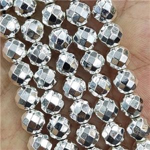 Hematite Beads Faceted Round Shine Silver, approx 3mm dia