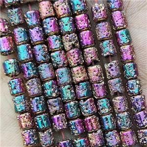 Hematite Tube Beads Multicolor Electroplated, approx 4x5mm