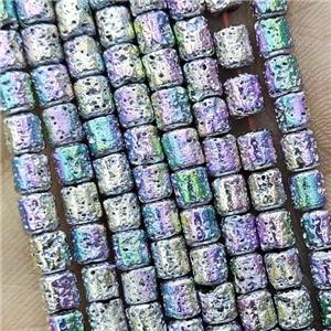 Hematite Tube Beads Multicolor Electroplated, approx 4x5mm