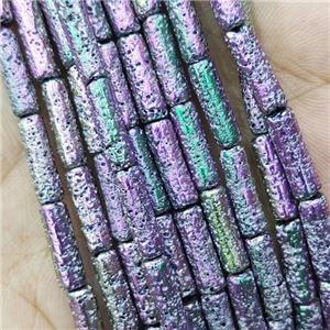 Hematite Tube Beads Multicolor Electroplated, approx 4x13mm