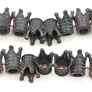 Black Hematite Crown Beads Matte, approx 8-13mm, 48pcs per st