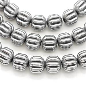 Hematite Pumpkin Beads Platinum Plated, approx 8mm