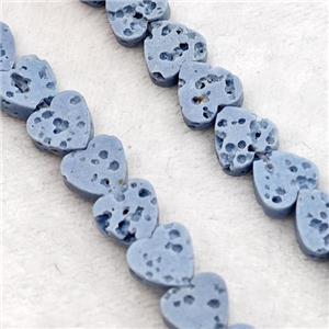 Bluegray Lava Heart Beads, approx 6mm