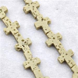 Lava Cross Beads, approx 8-10mm