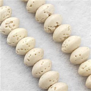 MilkWhite Lava Rondelle Beads Smooth, approx 8mm