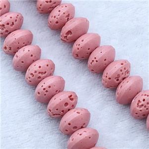 Pink Lava Rondelle Beads Smooth, approx 8mm