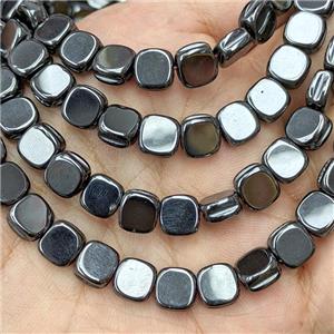 Black Hematite Square Beads, approx 8mm