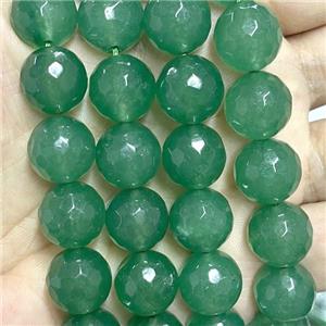 Green Jade Beads Faceted Round Dye, approx 12mm dia