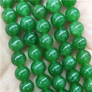 round Jade Beads, green, dye, approx 8mm dia