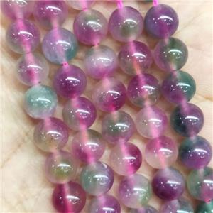 round Jade Beads, fuchsia, dye, approx 10mm dia