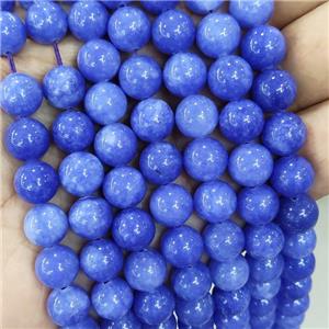 round Jade Beads, royalblue dye, approx 10mm dia