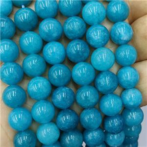 Teal Spong Jade Beads Smooth Round, approx 14mm dia