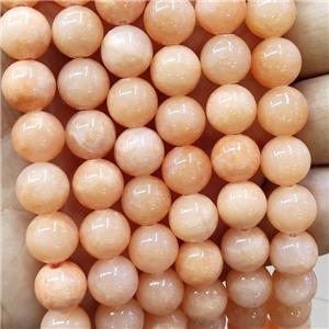 Natural Honey Jade Beads Peach Dye Smooth Round, approx 4mm dia