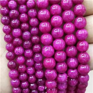 Natural Honey Jade Beads Hotpink Dye Smooth Round, approx 12mm dia