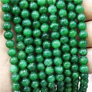 Natural Honey Jade Beads Green Dye Smooth Round, approx 4mm dia