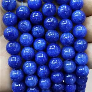 Natural Honey Jade Beads Royalblue Dye Smooth Round, approx 4mm dia