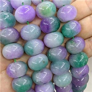 Jade Beads Smooth Rondelle Purple Green Dye, approx 15-20mm