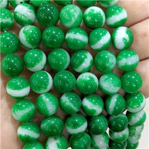 Natural Jade Beads Green Dye Smooth Round, approx 10mm