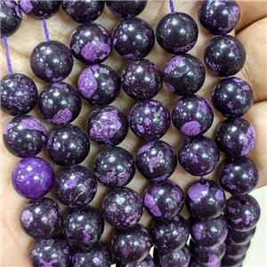 Jade Beads Dye Smooth Round Purple, approx 8mm dia