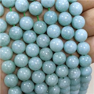 Sponge Jade Beads Dye Smooth Round Green, approx 10mm