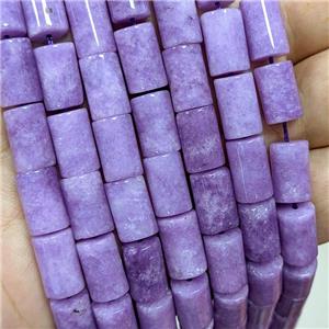 Sponge Jade Tube Beads Puprle Dye, approx 8-12mm