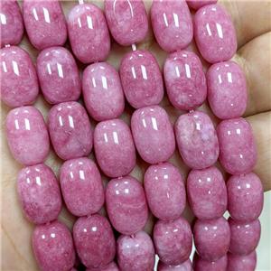 Sponge Jade Barrel Beads Pink Dye, approx 10-14mm