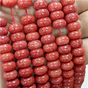 Sponge Jade Rondelle Beads Smooth Red Dye, approx 10mm