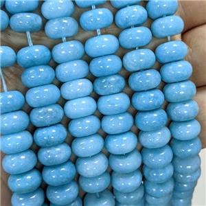 Sponge Jade Rondelle Beads Smooth Blue Dye, approx 10mm