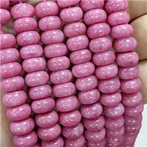 Sponge Jade Rondelle Beads Smooth Pink Dye, approx 10mm