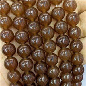 Jade Beads Chocolate Dye Smooth Round, approx 6mm dia