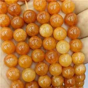 Sponge Jade Beads Orange Dye Smooth Round, approx 10mm dia