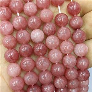 Sponge Jade Beads Pink Dye Smooth Round, approx 14mm dia