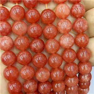 Sponge Jade Beads Red Dye Smooth Round, approx 14mm dia