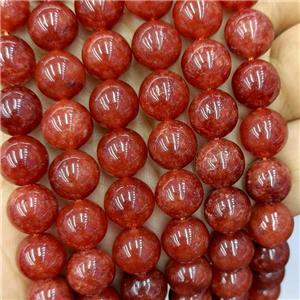 Sponge Jade Beads Red Dye Smooth Round, approx 12mm dia