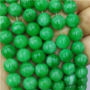 Sponge Jade Beads Green Dye Smooth Round, approx 6mm dia