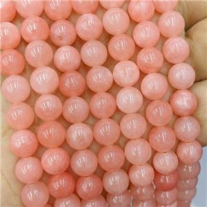 Sponge Jade Beads Pink Dye Smooth Round, approx 8mm dia