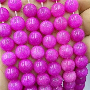 Sponge Jade Beads Hotpink Dye Smooth Round, approx 6mm dia