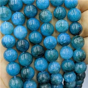 Sponge Jade Beads Blue Dye Smooth Round, approx 14mm dia