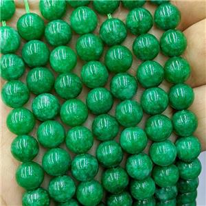 Sponge Jade Beads Green Dye Smooth Round, approx 12mm dia