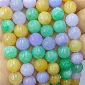 Sponge Jade Beads Dye Smooth Round Mix Color, approx 6mm dia