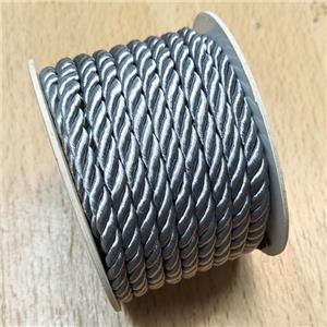 Nylon Cord Gray Silver, approx 5mm, 8 meters per rolls