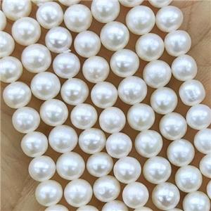 Natural Freshwater Pearl round Beads AAA-grade, approx 5-5.5mm