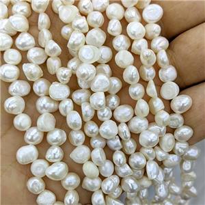 White Pearl Beads Topdrilled Freeform, approx 6-7mm, 34cm length