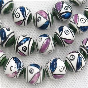 round Oriental Porcelain beads, approx 14mm dia