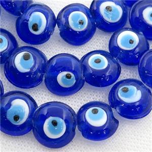 handmade dp.blue Lampwork Glass coin Beads with evil eye, approx 16mm dia