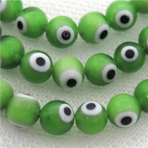 round green Lampwork Glass Beads with evil eye, approx 6mm dia