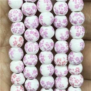 Porcelain beads, round, approx 6mm dia