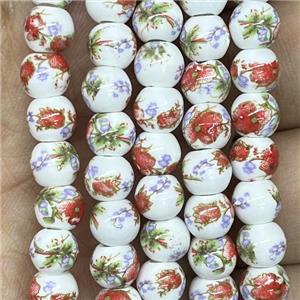 Porcelain beads, round, approx 6mm dia