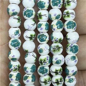 Porcelain beads, round, approx 6mm dia